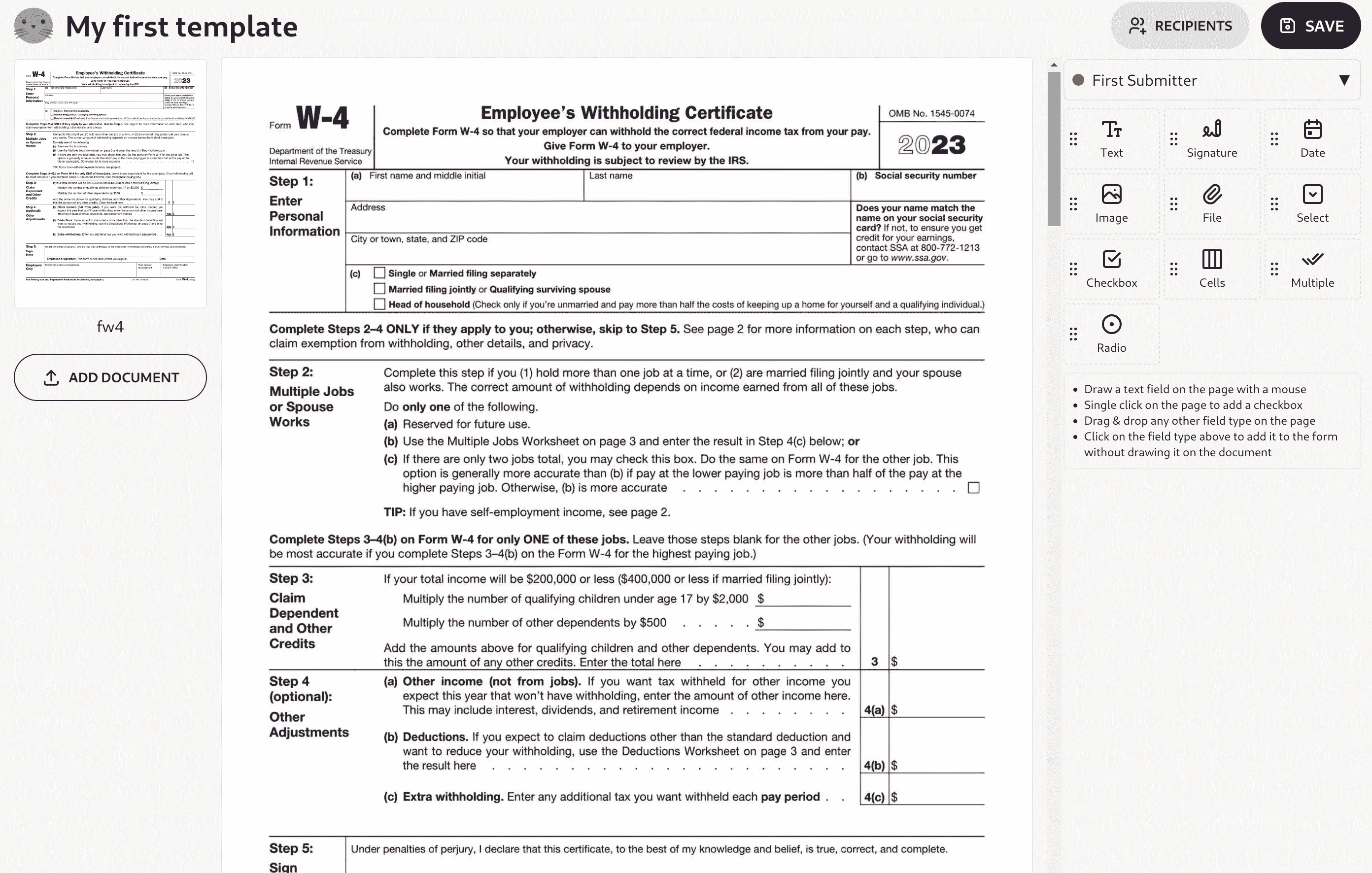 DocuSeal template uploaded